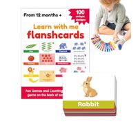 Godpqiui Schede Numeriche per Bambini,Gioco di Vocabolario 100 Pezzi | Carte per Contare e Numeri | per Educazione Domestica Asilo Preschool Bambini Piccoli