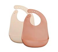 GODR7OY Silicone Bibs, Waterproof Soft Bibs for Babies & Toddlers, Baby Bibs Adjustable for 6-27 Months Eating, 2 Pack Stain Resistant Silicone Baby Bib