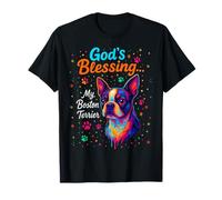 God's Blessing Boston Terrier Dog Faith Fun Colorful Dots De Maglietta