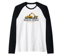 God's Crew - Excavator Construction Kids Christian 1 Cor 3:9 Maglia con Maniche Raglan