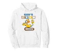 God's Crew - Excavator Construction Kids Christian Animals Felpa con Cappuccio