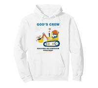 God's Crew - Excavator Construction Kids Christian Animals Felpa con Cappuccio