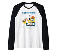 God's Crew - Excavator Construction Kids Christian Animals Maglia con Maniche Raglan