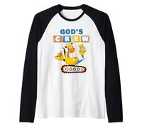 God's Crew - Excavator Construction Kids Christian Animals Maglia con Maniche Raglan