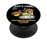 GOD's Crew - Excavator Construction Kids Christian Animals PopSockets PopGrip Adesivo