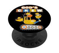 GOD's Crew - Excavator Construction Kids Christian Animals PopSockets PopGrip Adesivo