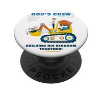 GOD's Crew - Excavator Construction Kids Christian Animals PopSockets PopGrip Adesivo