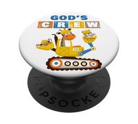 GOD's Crew - Excavator Construction Kids Christian Animals PopSockets PopGrip Adesivo
