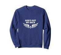 God's Got My Back: Fedele Ali angeliche Croce Felpa, Unisex per Adulti, Navy, S