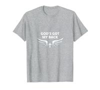 God's Got My Back: Fedele Ali angeliche Croce Maglietta, Uomo, Grigio Melange, L