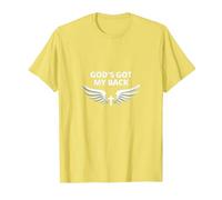God's Got My Back: Fedele Ali angeliche Croce Maglietta, Uomo, Limone, L
