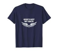 God's Got My Back: Fedele Ali angeliche Croce Maglietta, Uomo, Navy, L