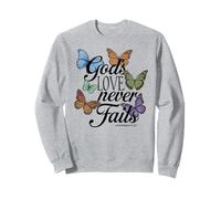 Gods Love Never Fails Bibbia Verso Farfalla Preghiera Scrittura Felpa