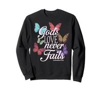 Gods Love Never Fails Bibbia Verso Farfalla Preghiera Scrittura Felpa