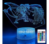 Godzilla contro il drago a tre teste King Ghidorah Luce notturna 3D, 16 colori, dimmerabile, luce no
