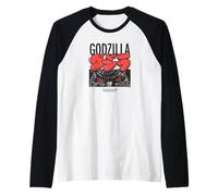 Godzilla Kanji Bubble Letters with Eyes Close-up Kaiju Movie Maglia con Maniche Raglan