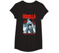 Godzilla King of The Monsters Tokyo Japan Red Text Movie Maglietta, Ragazze, Nero, S