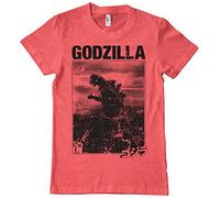Godzilla Licenza Ufficiale Godzilla Vintage Uomo Maglietta (Rosso-Heather), Large
