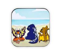 Godzilla, Mothra E Rodan Chibi Square Spilla Emaille