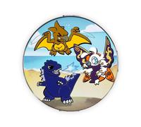 Godzilla, Mothra E Rodan Spilla Rotonda In Smalto Chibi