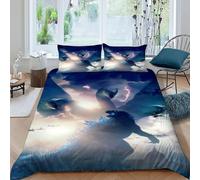 Godzilla Re Set Copripiumino 3 Pezzi Con Stampa 3D Wildlife Animal Theme Copripiumino Con 2 Federe Con Federe in Microfibra Ultra Morbida King（220x240cm）