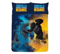 Godzilla Vs Kong Doppio Set da Letto Fronte-Retro Copripiumino Panorama Battle