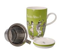 Goebel 27-001-36-1 - Tazza da tè con coperchio e colino Barbara Freundlieb - La migliore età in Fine Bone China, metallo, colore: Multicolore, dimensioni: 11,5 x 8 x 14 cm