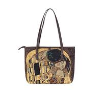 Goebel Gustav Klimt 67-061-71-1 - Borsa a tracolla Artis Orbis L'albero della vita in tessuto gobelin e ecopelle, 25 x 19 x 5 cm, multicolore, 25x19x5 cm, Tracolla