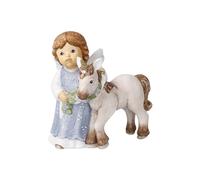 Goebel Nina und Marco 11-750-88-1 - Statuetta da collezione Angelo con unicorno in porcellana con cristalli