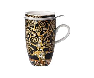 Goebel Porcellana Gustav Klimt tazza da tè con coperchio e colino, 450 ml di frutta