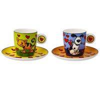 Goebel Porcellana Set Di 2 Tazze Da Espresso Love Dog & Love Cat 100ml Ed Heck