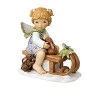 Goebel Statuetta a forma di angelo, divertente slitta, angelo invernale Nina & Marco