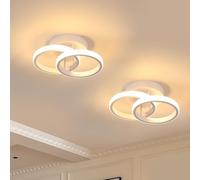 Goeco 2 Pezzi Plafoniera LED Soffitto Moderna 22W 2475LM Lampada da Soffitto Rotonda Luce calda da 3000 K, Plafoniere a LED Moderno in Silicone per Corridoio, Cucina, Soggiorno, Bianco