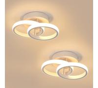 Goeco 2 Pezzi Plafoniera LED Soffitto Moderna 22W 2475LM Lampada da Soffitto Rotonda Luce calda da 3000 K, Plafoniere a LED Moderno in Silicone per Corridoio, Cucina, Soggiorno, Bianco