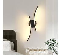 Goeco Applique da Interno 20W 44CM Lampada da Parete a LED in Acrilico, Luce Bianca Calda 3000K Luce a Parete Moderno Applique Curva per Camera da Letto, Soggiorno, Corridoio, Nero