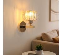Goeco Applique da Parete in Cristallo K9 Oro E27 Moderna | Lampada in Metallo e Cristallo per Camera da Letto, Soggiorno, Corridoio, Hotel