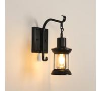 Goeco Applique da Parete Industriale Vintage, E27 Lampada da Parete Nera | Interno in Metallo, Paralume in Vetro Trasparente, per Camera da Letto, Soggiorno, Bar, Ristoranti, Corridoio, Max 60W