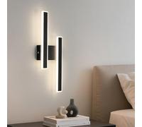 Goeco Applique da Parete Interna, Lampada da Parete Moderna Lineare 32W, Applique Nero in Acrilico per Camera, Corridoio, Soggiorno, Scala