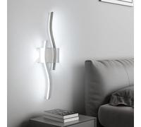 Goeco Applique da Parete Interno, 20W 59CM Lampada da Parete Moderno con 2 Tubi Curvi in Acrilico 6500K Luce Bianca Fredda per Soggiorno, Camera da Letto, Corridoio, Argento