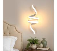 Goeco Applique da Parete Interno, 24W 2700LM 35 CM Lampada da Parete a Spirale in Acrilico 3000K Luce Bianco Calda, Applique LED a Muro Moderna per Camera Letto Soggiorno Corridoio, Bianco