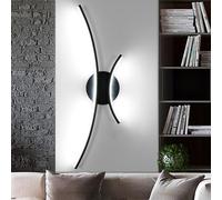 Goeco Applique da Parete Interno, 58 cm 18W Lampada da Parete LED Lungo Moderna Bianca Fredda 6500K, Applique da Muro Curva per Camera da Letto Soggiorno Corridoio Sala da Pranzo, Nero
