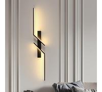 Goeco Applique da Parete Interno, 81 CM 19W Lampada da Parete Lungo Moderne in Acrilico a Luce Calda 3000K, Luce a Parete Nero 2 Tubi per Soggiorno Camera da Letto Scala Corridoio