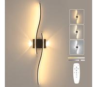 Goeco Applique da Parete Interno, 89CM 29W 3000K-6500K Lampada da Parete LED Dimmerabile con Telecomando Illuminazione a LED Lunga con Funzione Memoria per Soggiorno Camera da Letto, Nero