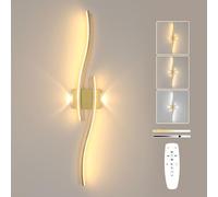 Goeco Applique da Parete Interno Dimmerabile 89CM 29W Lampada da Parete a LED Moderno con Telecomando Illuminazione a LED Lunga con 2 Tubi Luminosi per Soggiorno Camera da Letto, Oro