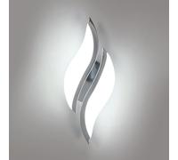 Goeco Applique da Parete Interno LED, 12W 1350LM Lampada LED Moderno con 2 Tubi Luminosi Ondulati Luce Bianca Fredda 6500K Applique Cromata per Soggiorno Corridoio Scale Camera da Letto