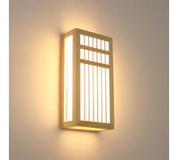Goeco Applique da Parete Interno Legno, 18W 30CM Lampade da Muro LED Retrò Luce Calda 3000K Lampade da Parete Luce Notturna in Legno per Camera da Letto, Soggiorno Corridoio, Scale