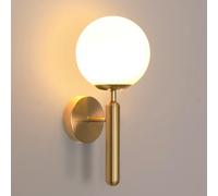 Goeco Applique da Parete Interno Oro, Ø 15 CM E27 Lampada da Parete Moderna Paralume di Sfera Vetro, Creative Lampada a Muro per Camera da letto, Soggiorno, Corridoio, Senza Lampadina
