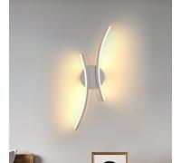 Goeco Applique da Parete LED, 20W 44CM Lampada da Parete Interno, Luce Bianca Calda 3000K Luce a Parete Curva Moderno Lampada a Muro per Camera da Letto, Soggiorno, Corridoio, Bianco