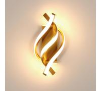 Goeco Applique da Parete LED Moderno, 22W Lampada da Parete con 3 Tubi a Spirale 3000K Luz Blanca Cálida, Illuminazione Geometria Creativa para Dormitorio Sala de Estar Pasillo, Oro