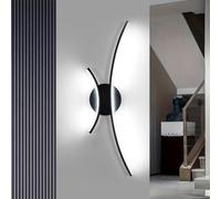 Goeco Applique LED da Parete Interno, 58 cm 18W Lampada da Parete LED Lungo Moderna Bianca Fredda 6500K, Applique da Muro Curva per Camera da Letto Soggiorno Corridoio Sala da Pranzo, Nero